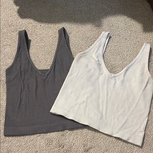 Women's Ribbed Tank Top Set - Gray and White